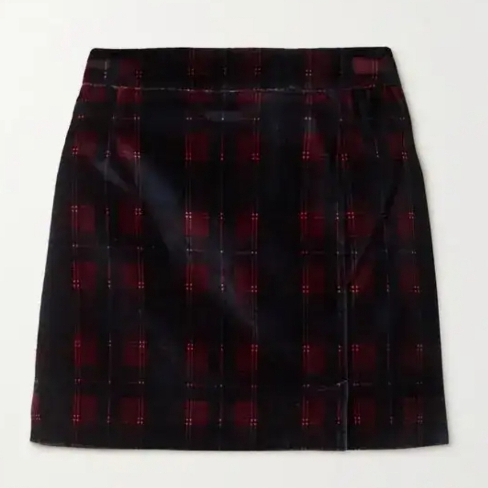 Bella Freud Velvet Tartan Checked Plaid Mini Skirt